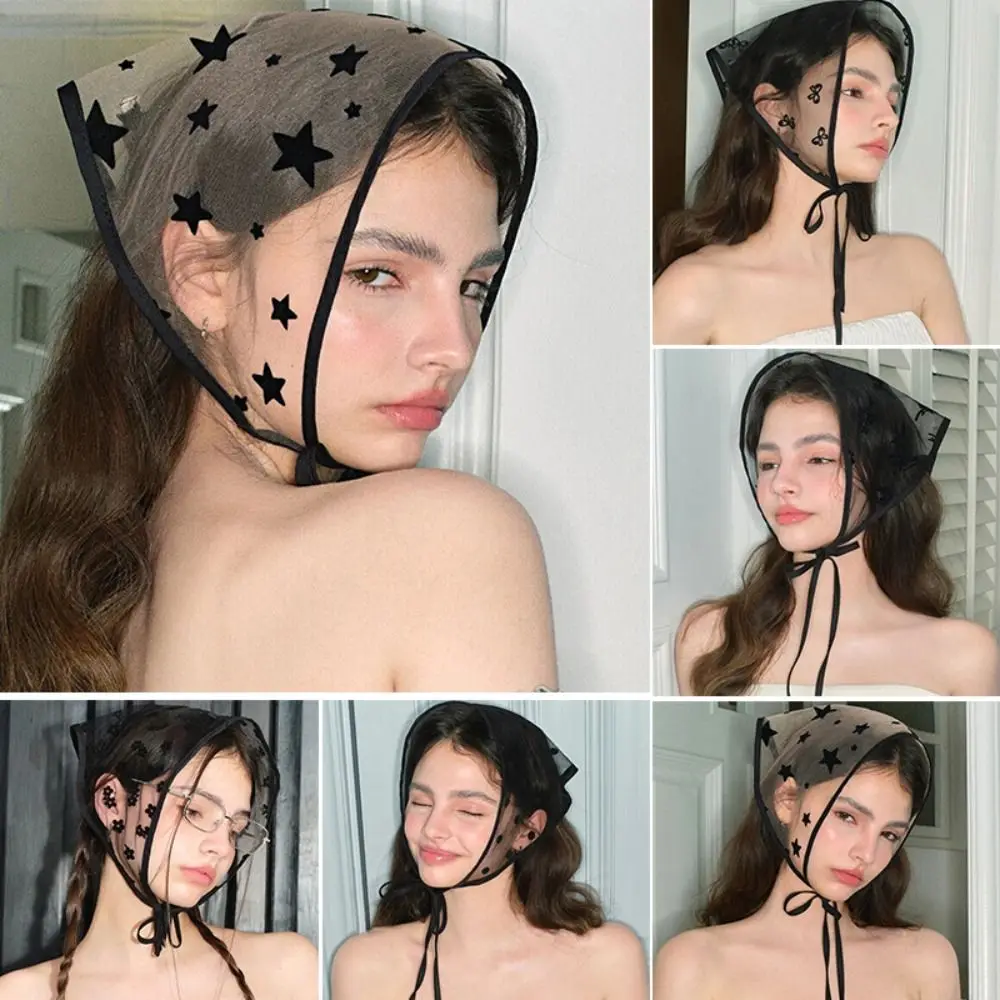 Женский Кружевной Треугольный Шарф С Цветочным Принтом Повязка На Голову В Стиле