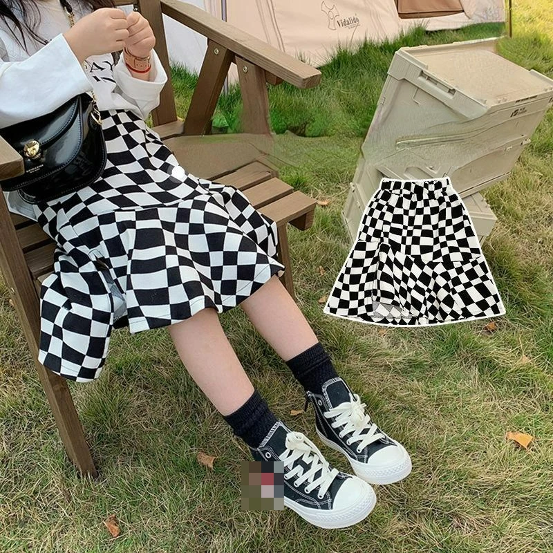 

Новинка лета 2022, юбки для маленьких девочек, модная клетчатая юбка в шахматную клетку с юбкой-годе, женская одежда в Корейском стиле для дево...