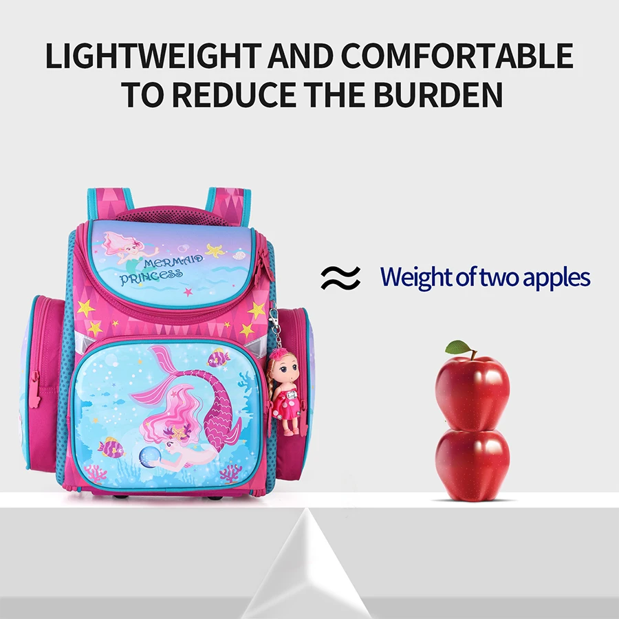 Girls Cartoon Mermaid Princess Print Orthopedic School Bags Kids Satchel Backpack Grade 1-3 Schoolbag knapsack Sac Mochila
