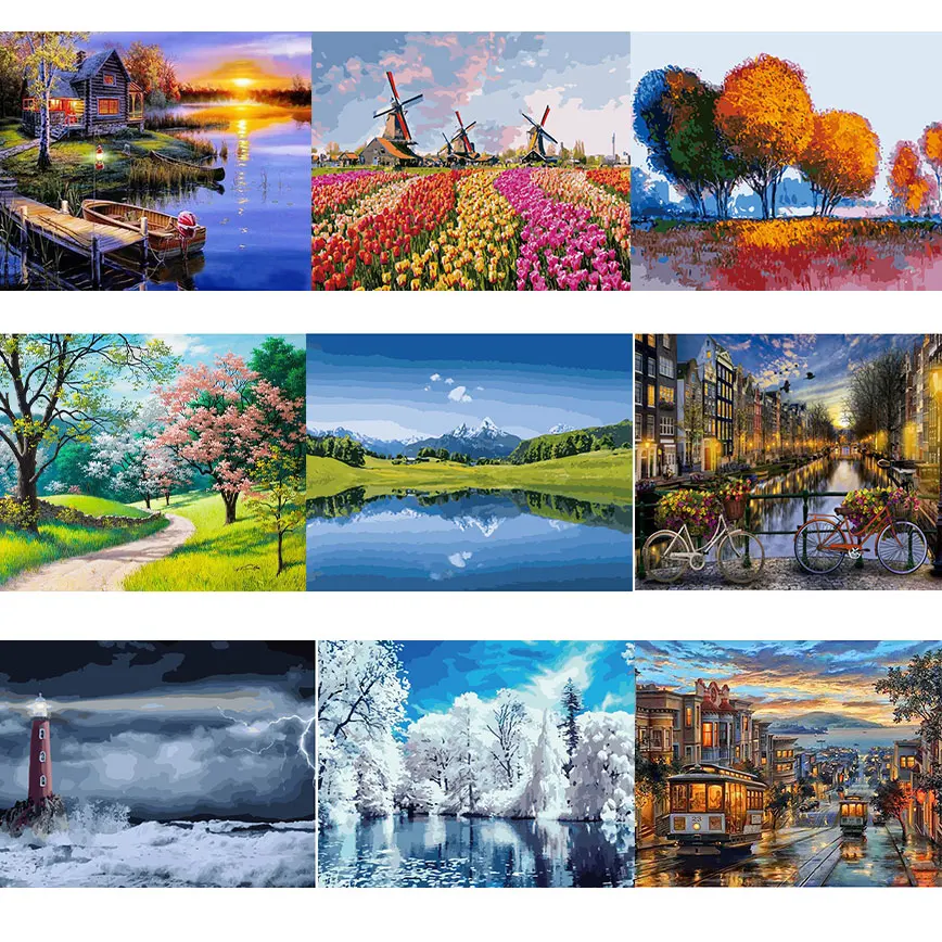 

Painting By Numbers 40x50CM Landscape Scenery Zero-Basis DIY Kits HandPainted On Canvas Oil Picture Drawing Home Wall Decor