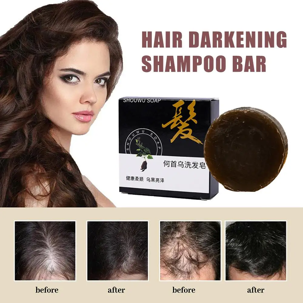 Hair Soap Hair Darkening Shampoo Bar Repair Gray White Dye Face Hair-Color Natural Organic Shampoo Body Hair-Conditioner Ha J5W9