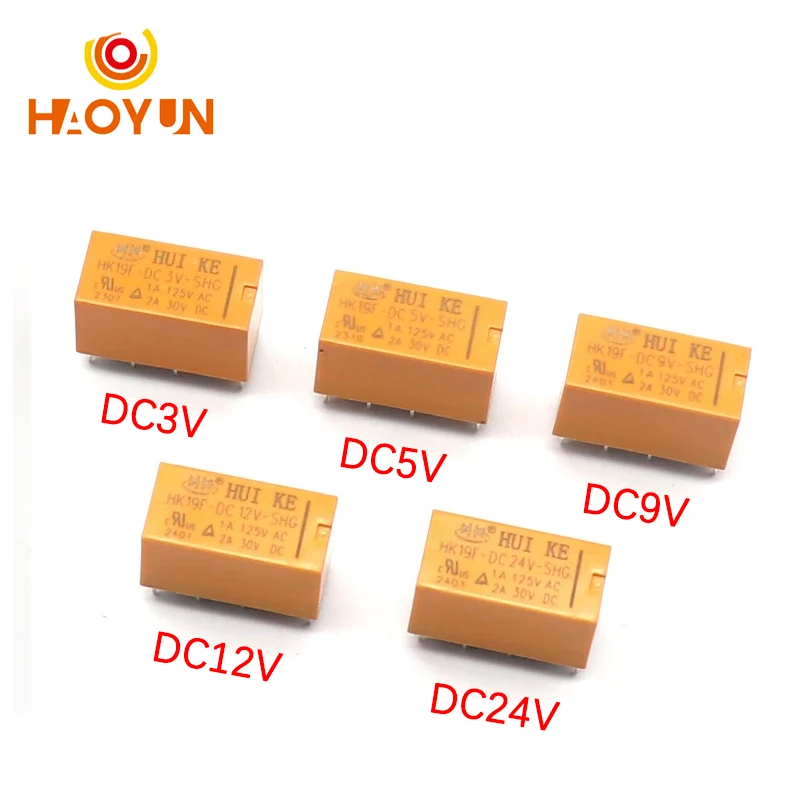

[5-1 шт.] HK19F-DC3V-SHG 5 В, 9 В, 12 В, 24 В, 8 футов, 2 А, 2 нормально закрытых реле связи, реле сигнала связи, электромагнитное реле