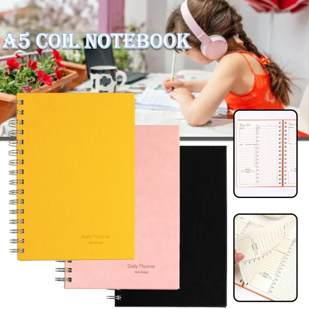 

Lined Journal A5 Diary Notebook Spiral Bound Daily Weekly Planner Agenda Organizer Notepad School Office Supplies Stationery