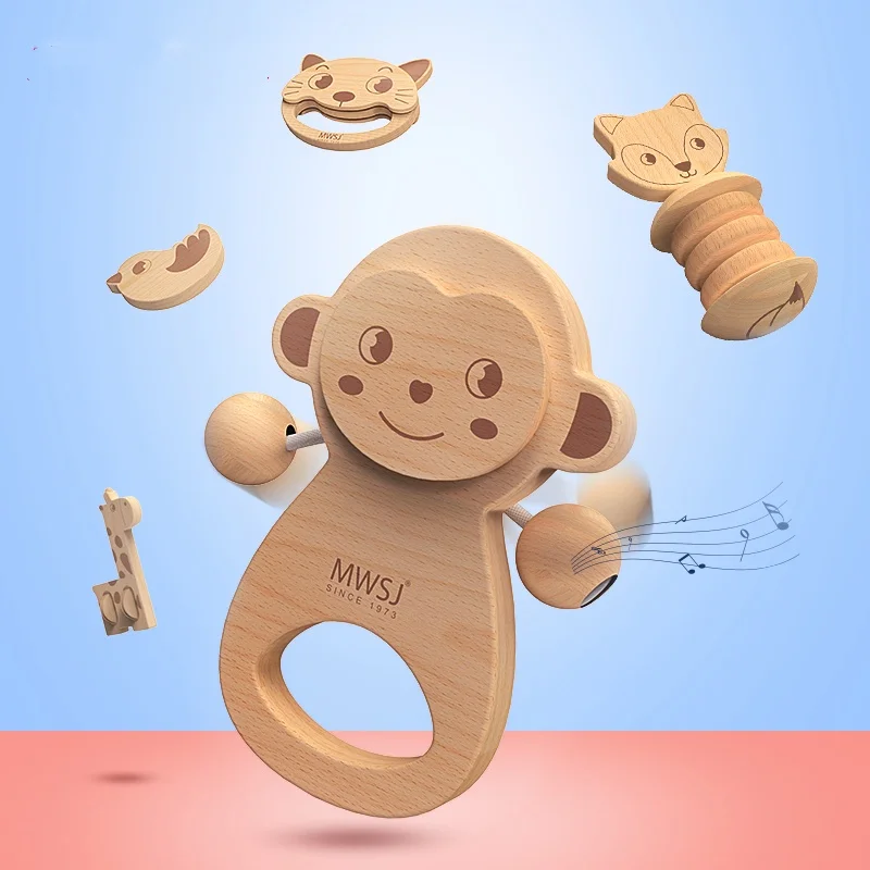 Деревянная игрушка Монтессори кольцо Iwood для шлифовки зубов геометрическая