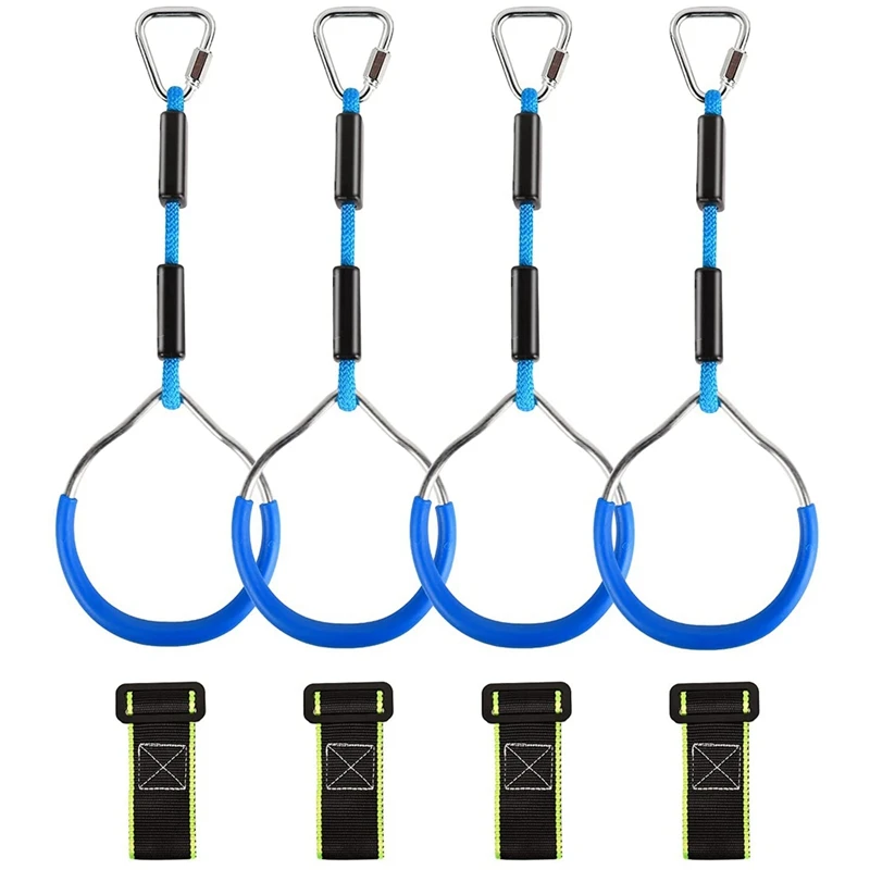 

4 Pcs Children's Rock Climbing Rings Ninja Rings Gymnastics Rings Rope Rings For Climbing Frames And Garden Swings
