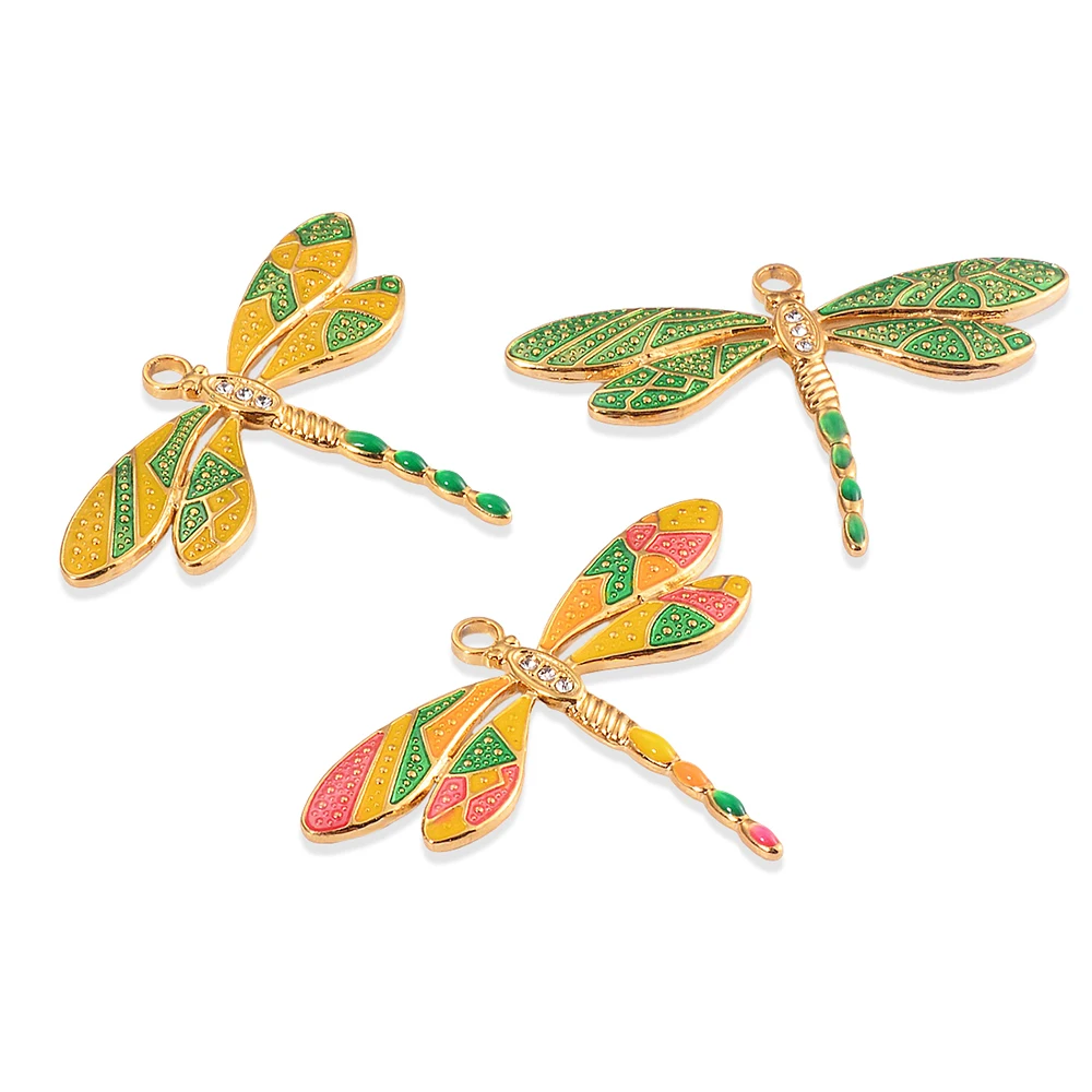 3pcs Stainless Steel Dragonfly Enamel Connector Charm Pendant For Jewelry Cute Necklace Bracelet Accessories DIY Findings