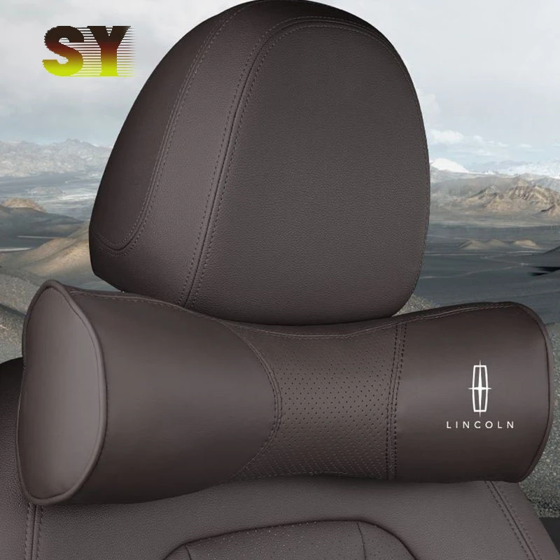 

Car leather headrest lumbar support neck pillow interior For Lincoln Adventurer Voyager Pilot MKZ Navigator Continental KMC