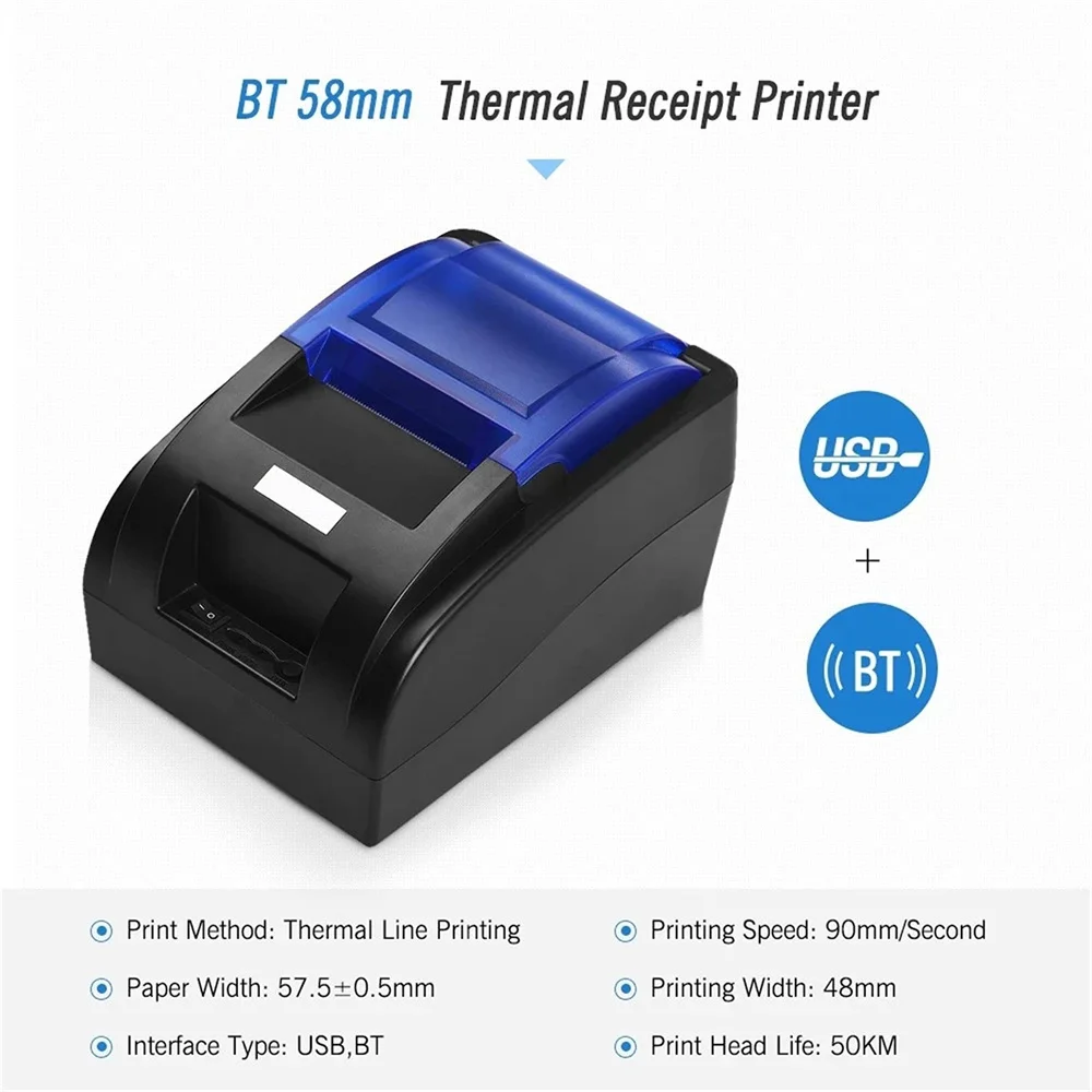 58MM Desktop POS Printer USB Thermal Receipt Printer with High Speed Printing Restaurant Sales Kitchen Support Windows System images - 6