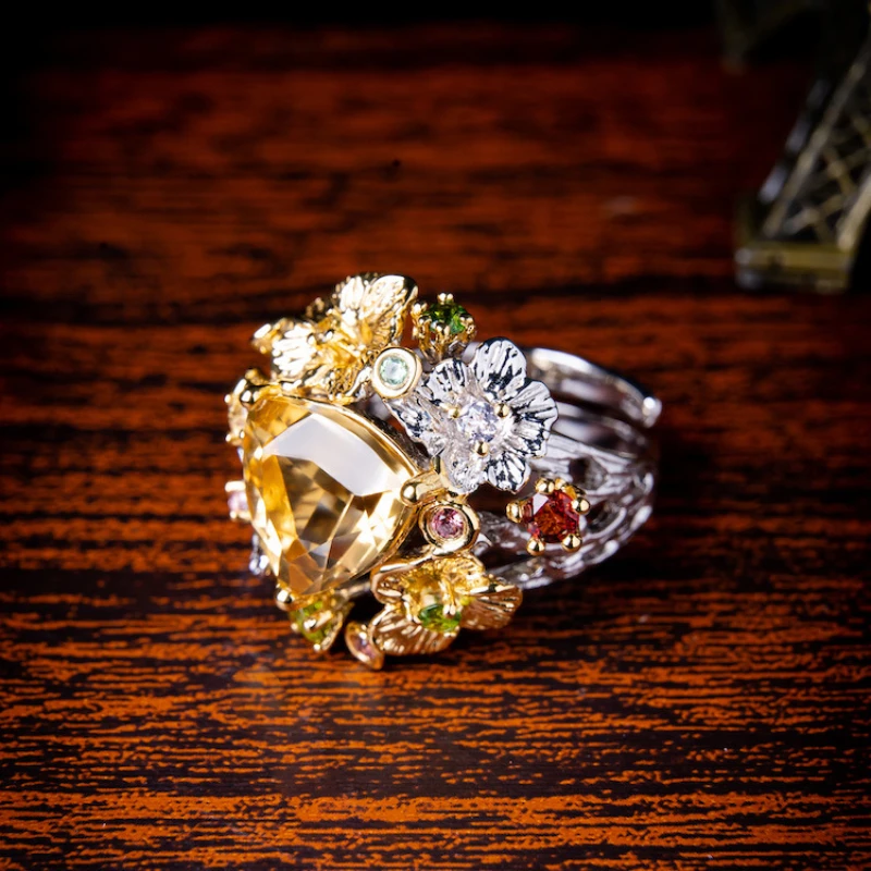 

Vintage Gothis Glass Rings for Women Colorful Crystal Geometric Adjustable Rings Party Jewelry Gifts 2023