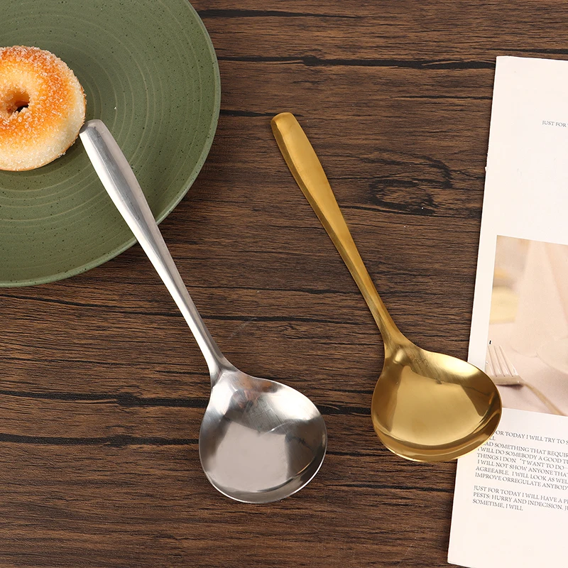 Корейская утолщенная ложка для супа из нержавеющей стали большая с длинной