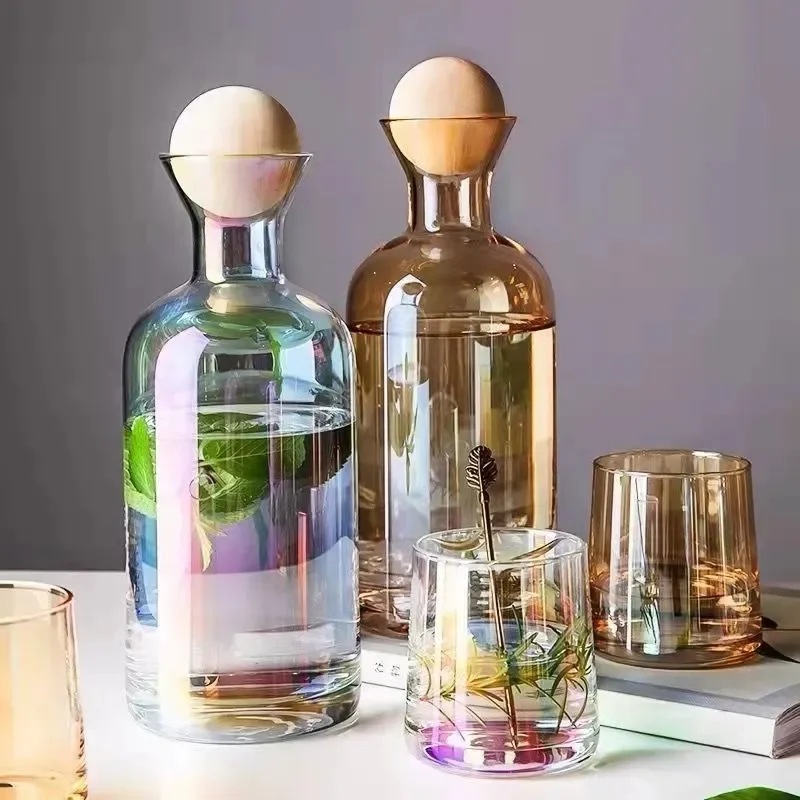 

1pcs 1.2L Large Capacity Glass Water Kettle and 6pcs 250ml Glass Water Cups Set Creative Household Juice Milk Tea Drinkware