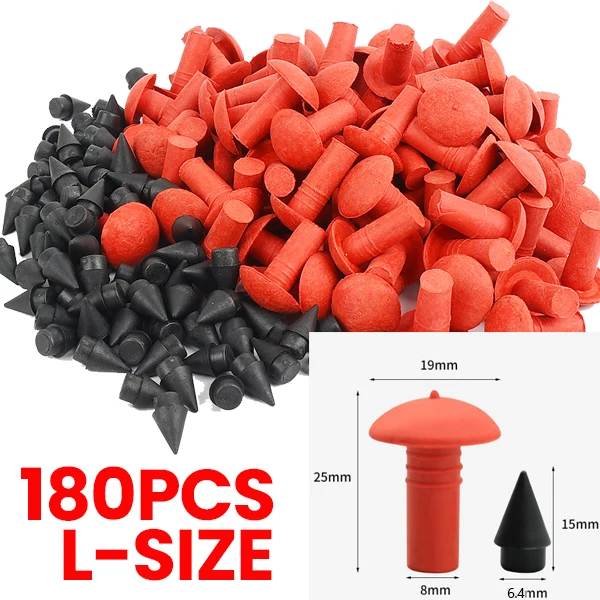 

180 шт., универсальные грибовидные вставки для ремонта бескамерных шин, розетки, вилки, красные, черные, 7 мм, 8 мм, резины для ремонта шин для автомобиля