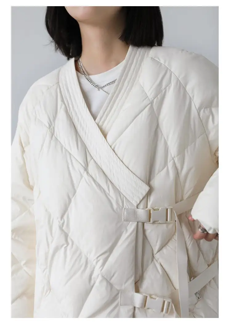 Women's Casual Winter Down Jacket Female White Duck Down Inclined Collar Loose Light Diamond Qullting Warm Coat Female Outwear enlarge