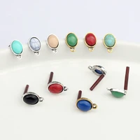 zinc alloy oval handmade earrings base earring connector 10pcslot for diy fashion drop earrings making accessories