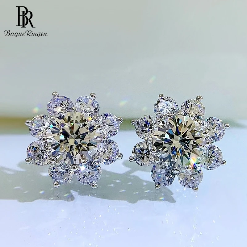 

Bague Ringen 925 Sterling Silver Zircon Stud Earrings Vintage Flower White Gemstone Wedding Anniversary Fine Jewelry Female Gift