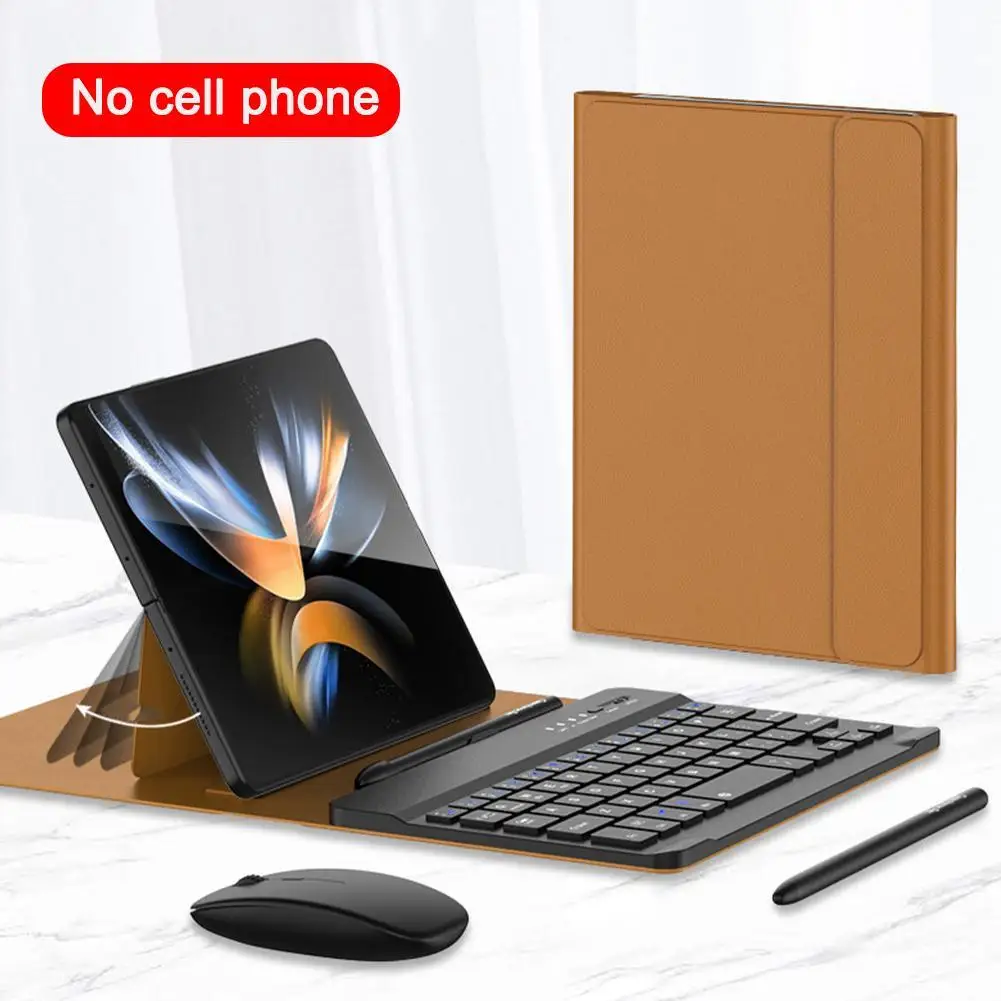 

Wireless Keyboard Folding Leather Case for Samsung Page 3/4 Folding Mobile Creative Holder Bluetooth Mouse