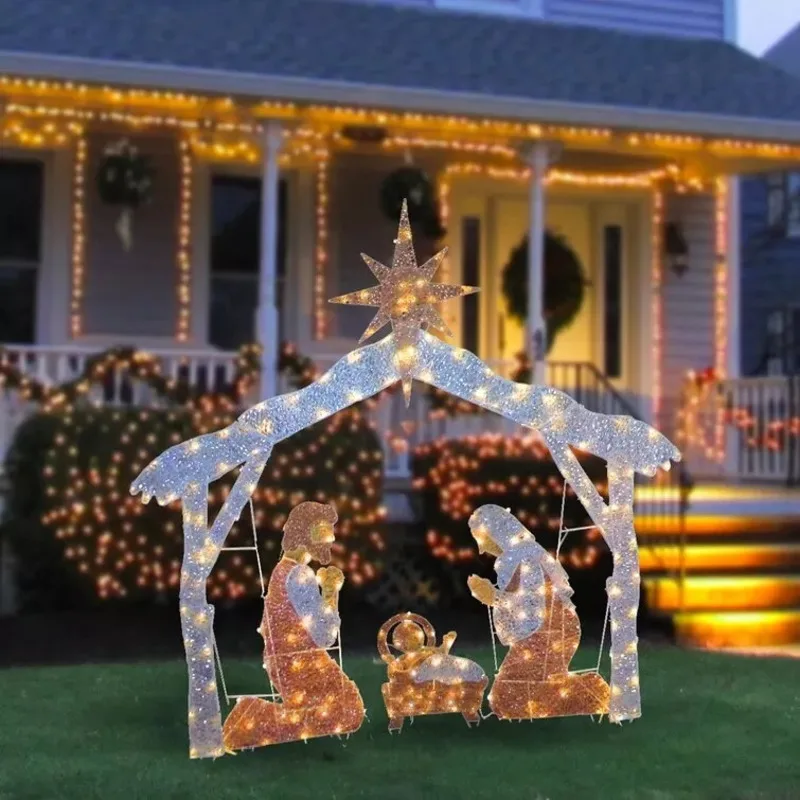 

Christmas Decorations Toy Noel Natal Outdoor Yard Garden Decor Tinsel Nativity Scene Warm White Yard Plane Painting For Easter
