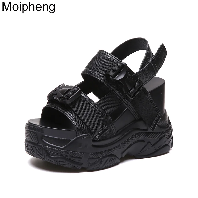 

Женские сандалии на массивной платформе Moipheng, привлекательные сандалии на высоком каблуке с открытым носком, пляжная обувь для увеличения роста на танкетке, лето 2023