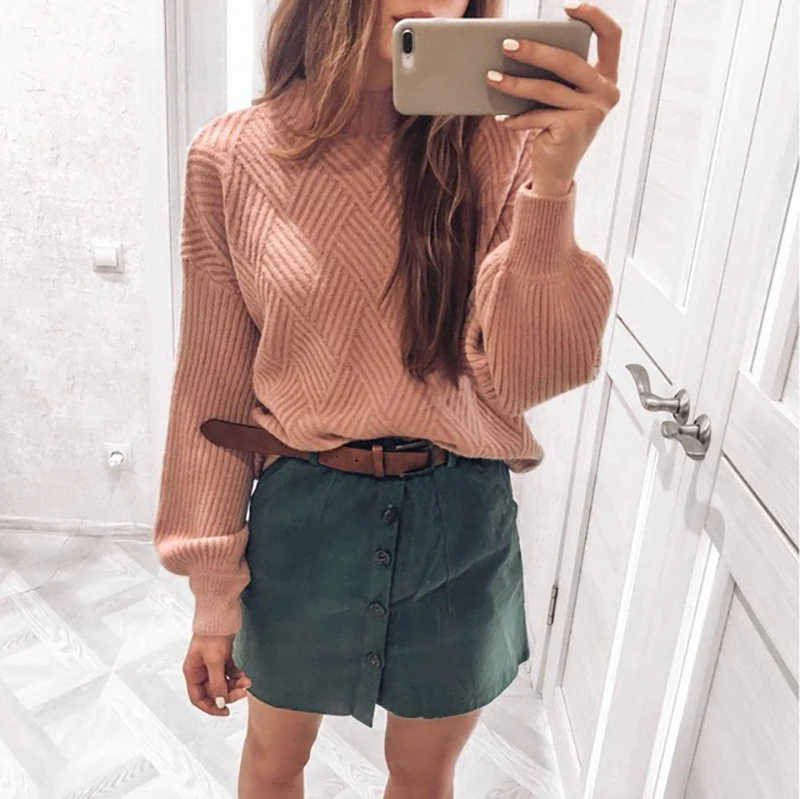 Свитер женский кашемировый с рукавами-фонариками Осень-зима 2019 | Женская одежда