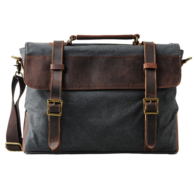 

Fashion Vintage Military Canvas Leather Men Messenger Bag Crossbody Bag male Briefcase Men Canvas Shoulder Bag Casual Bag 6870