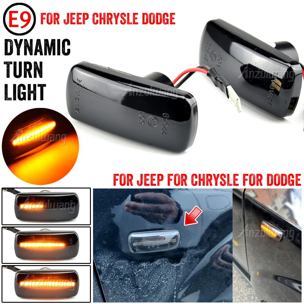 

2Pcs Smoked Dynamic LED Side Marker Turn Signal Lights For Jeep Compass MK49 Grand Cherokee Liberty KK Patriot Commander XK