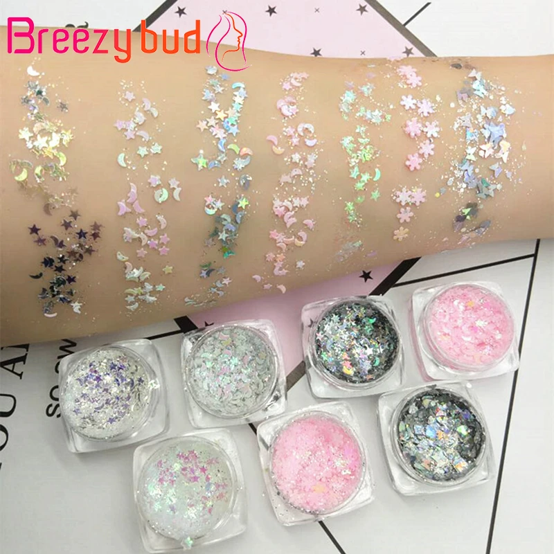 

Star Moon Nail Art Sequins Mixed Colorful Nail Glitter Sequin Snowflake Sparkly Flakes DIY Manicure Decoration Accessories