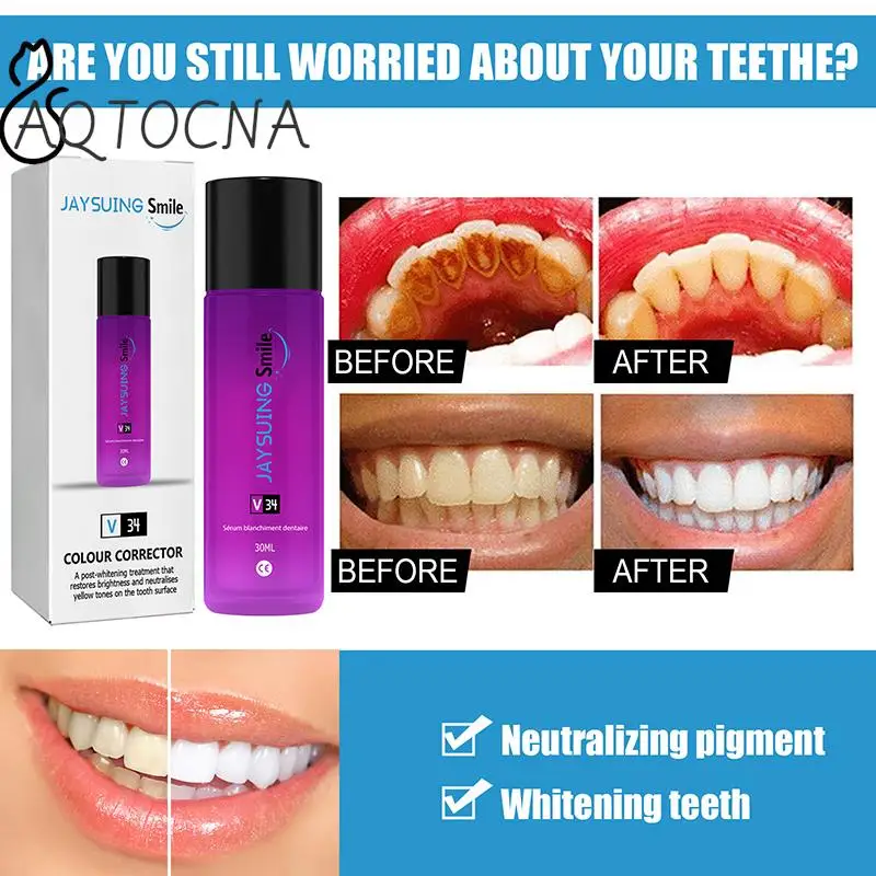 

30ml Tooth Whitening Essence Tooth Powder Whitening Toothpaste Remove Teeth Smoke Stains Plaque Oral Hygiene Tool Cleaning Care