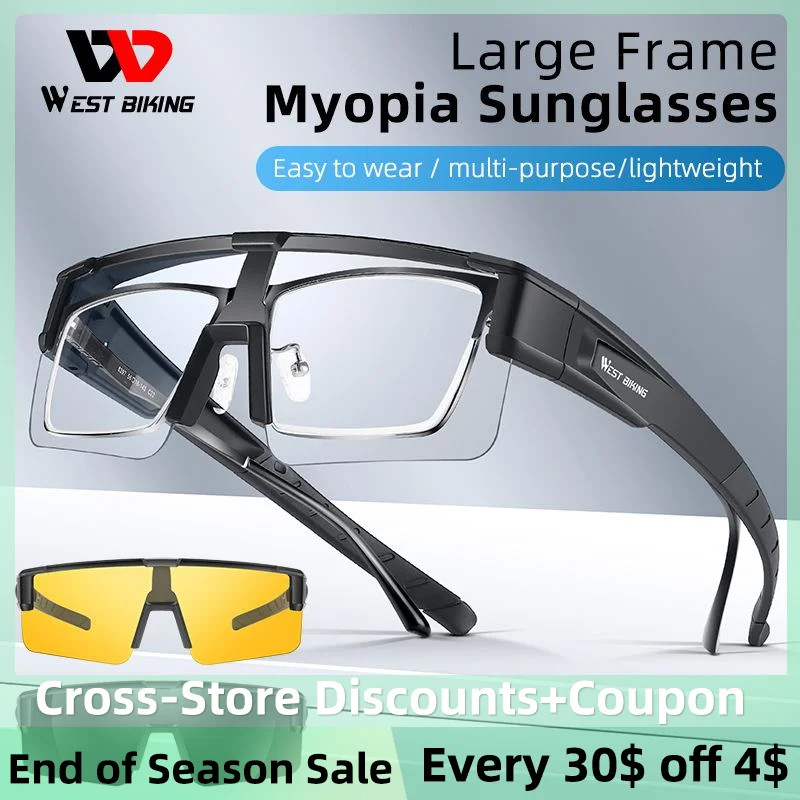

WEST BIKING Myopia Frames Outdoor Photochromic Glasses Men Polarized Bike Eyewear Cycling UV400 Sunglasses Bicycle Road Goggles