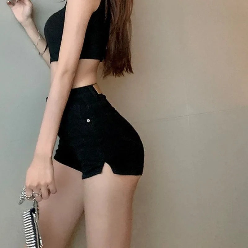 skie krótkie jeansy damskie spodnie Skinny Micro Mini Booty obcisłe kokietki spodenki jeansowe seksowny koreański styl tanie estetyczne