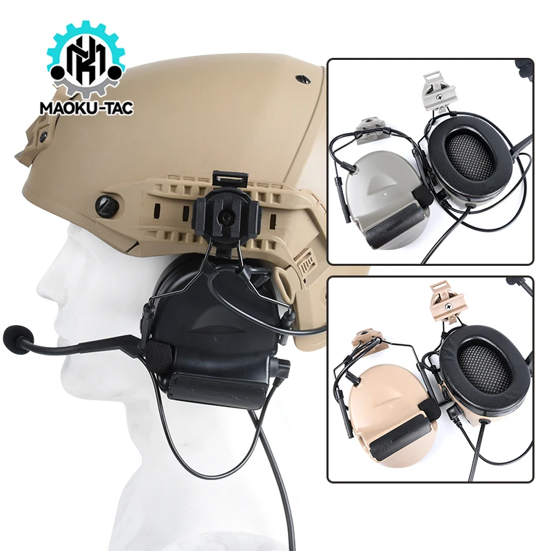 WASDN Tactical C2 FAST Helmet Headset Noise Reduction Earphone Outdoor Communication Headset Wargame Hunting Intercom Microphone