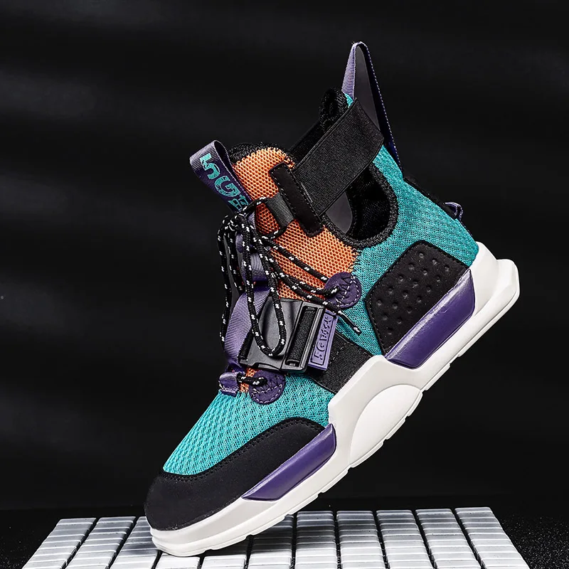 

Lightweight Couple High-Top Sneakers Women Breathable Urban Walking Shoes Men Large Size Patchwork Shoe Outdoor Jogging Footwear