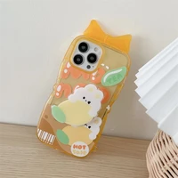 cute creative orange stand transparent rabbit girl phone case for iphone 13 12 11 pro max xs x xr anti drop soft back cover