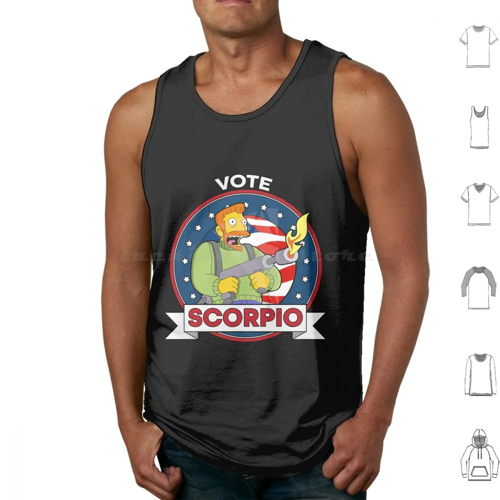 

Vote Scorpio Tank Tops Vest Sleeveless The Funny Homer Meme Bart Lisa Cartoon 90S Marge Tv Green Homer Maggie Smoke 420 Can I