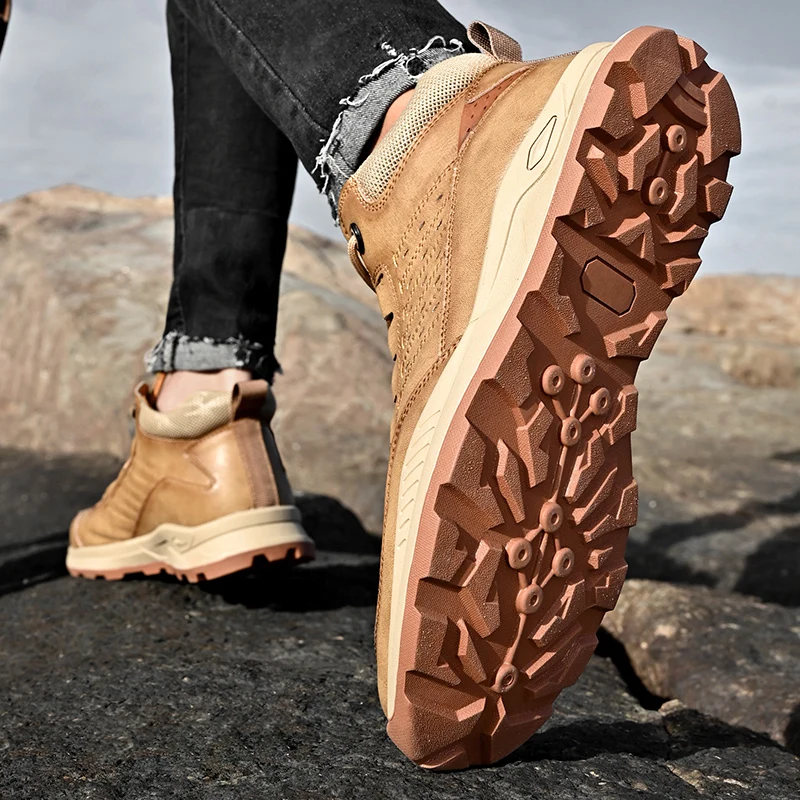 Xiaomi Men Genuine Leather Hiking Shoes Lace Up Trend Comfortable Sneakers Outdoor British Fashion Walking Shoes Moccasins Shoes