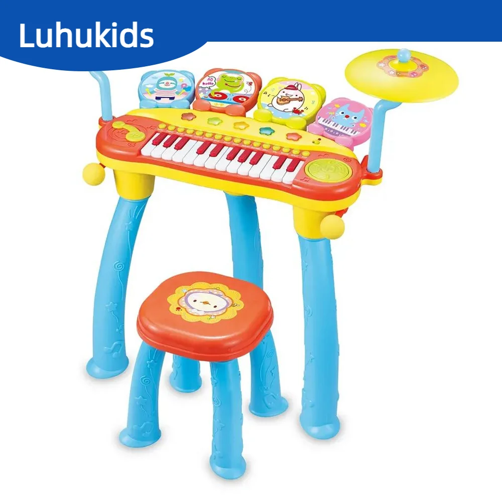 Children's Electronic Piano Toys Early Education Music With Headphones Microphone Stool For Beginning 1-3-6 Year Old Kids