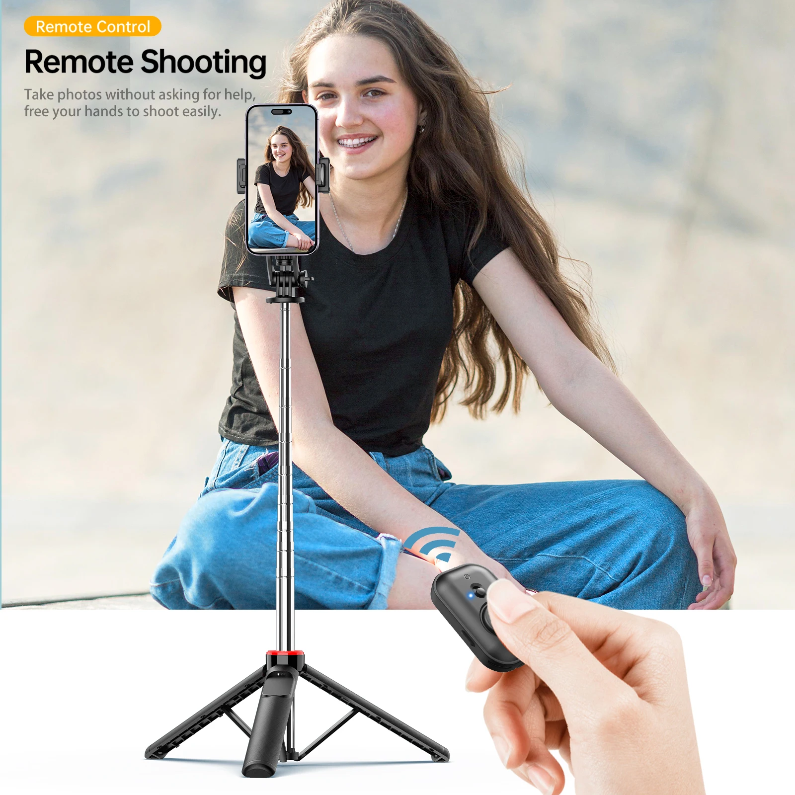 Телескопическая селфи-палка BOEICA 53 дюйма штатив со встроенным Bluetooth 1/4 винт для