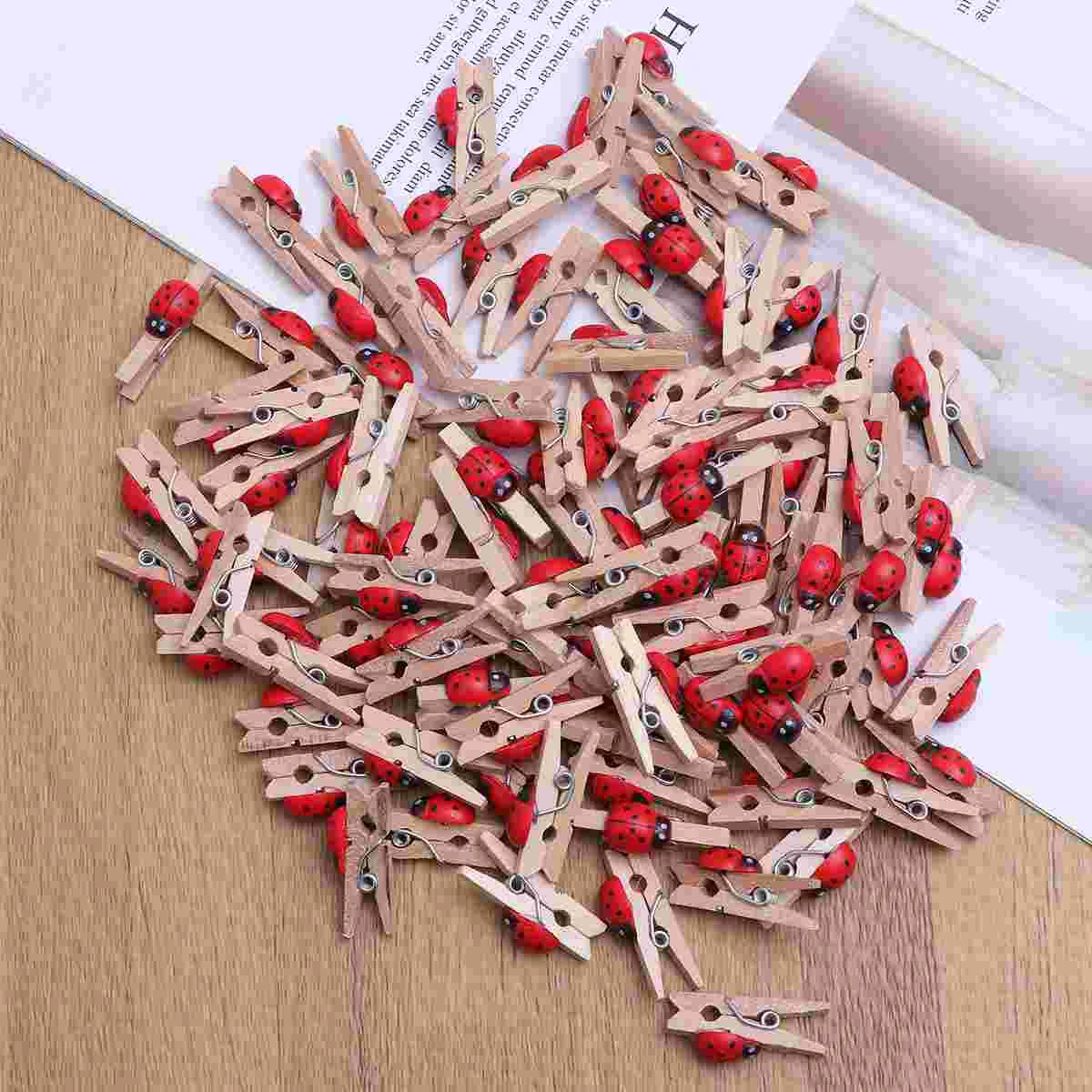 

Photo Wooden Pegs Clips Holder Craft Clothespins Clip Clothes Decorative Decorcrafts Buttons Ladybug Hanging Picture Pin Peg