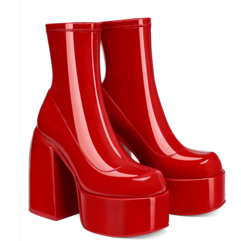 Ankle Boots Women Fashion High Platform Shaped High Heel Boots Chunky Heels Zipper Designer Shoes 43 Platform Shoes Women Shoes