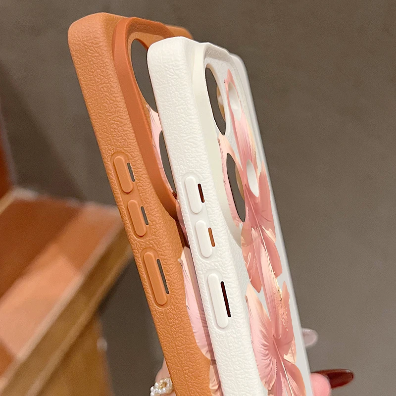 Фото Чехол для телефона с цветочным принтом гибискуса для Xiaomi 13T Xiaomi 13T Pro, мягкий силиконовый противоударный чехол из ТПУ с текстурой кожи для Xiaomi 13T №3