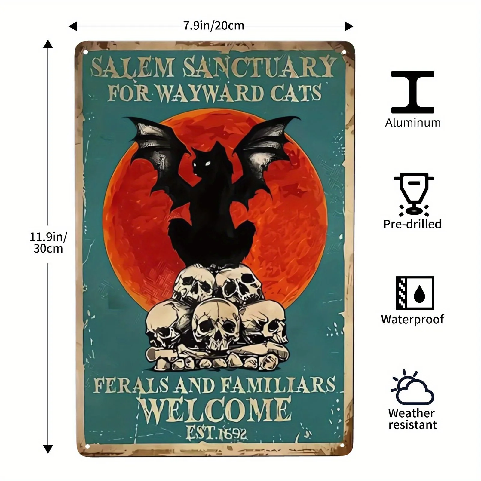 

Retro Metal Tin Sign, Coffee Cats Black Cat Metal Poster Salem Sanctuary for Wayward Cats Poster Ferals and Familtars Welcome