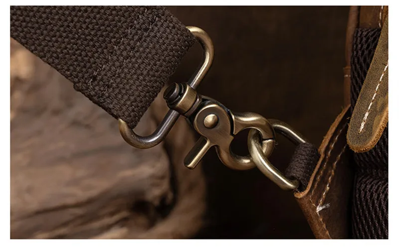 Vintage luxury crazy horse cowhide men's chest bag outdoor daily travel sport natural genuine leather teens party shoulder bag