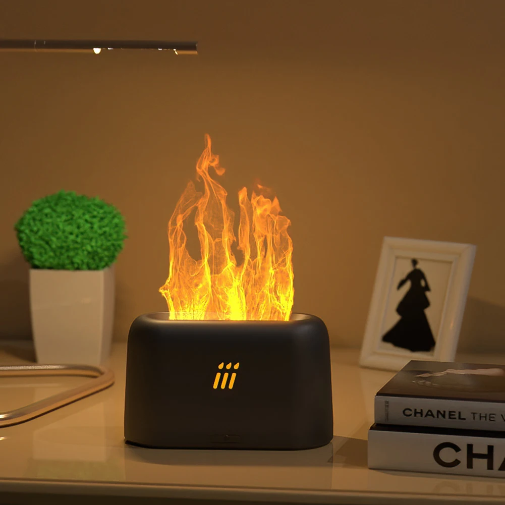 

USB Essential Oil Diffuser Simulation 3D Flame Humidifier Mist Maker Air Freshener Fragrance Atomizer Home Office Aromatherapy