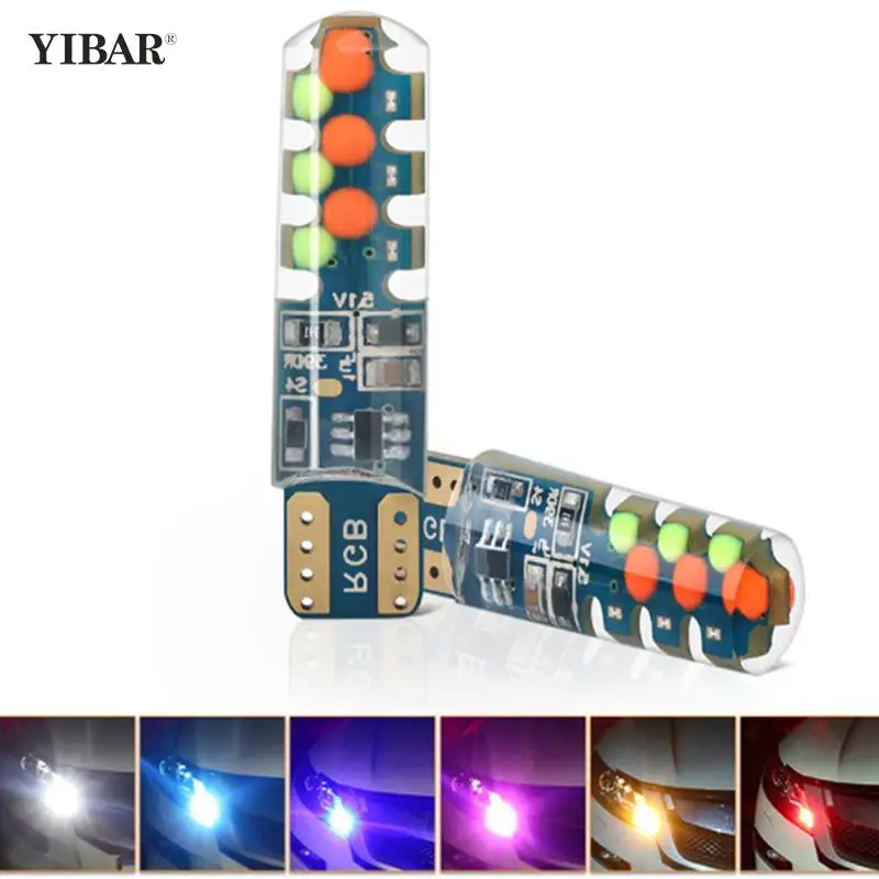 

2PCS T10 194 168 W5W LED Bulb RGB COB 18SMD Signal Lamp Reading Wedge Light Car Interior Decorative Lights Remote Car styling