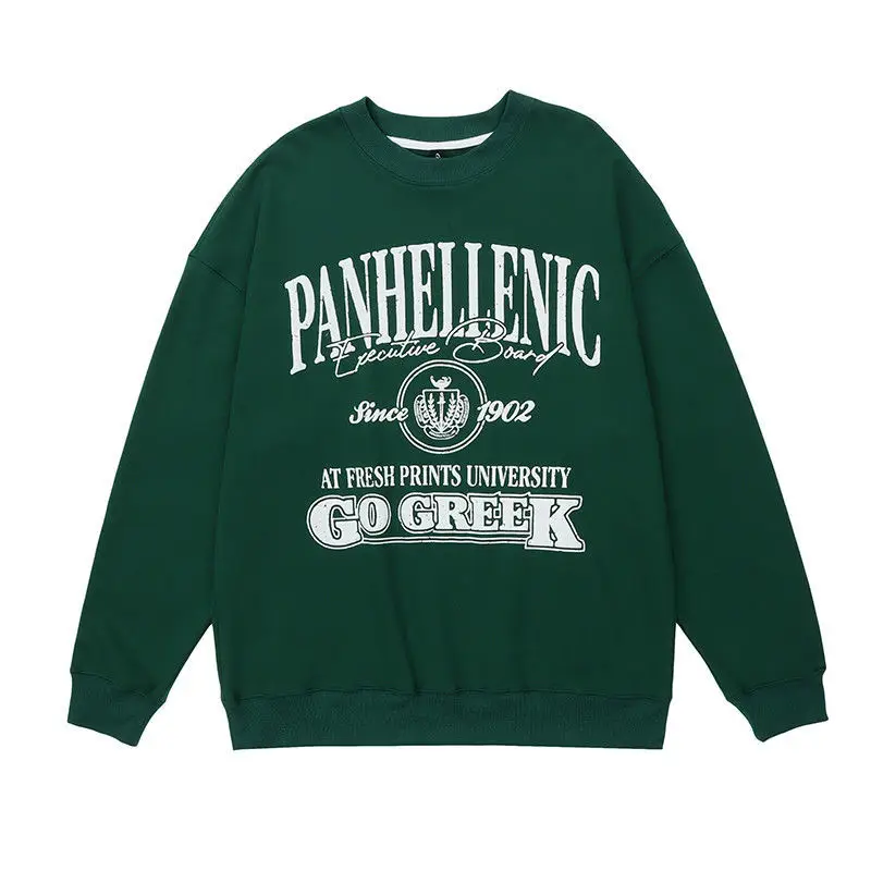 

Свитшот женский в стиле Харадзюку, винтажный темно-зеленый топ с длинным рукавом, с принтом в виде американских букв, в стиле оверсайз, уличная одежда в стиле хип-хоп для пар, на осень