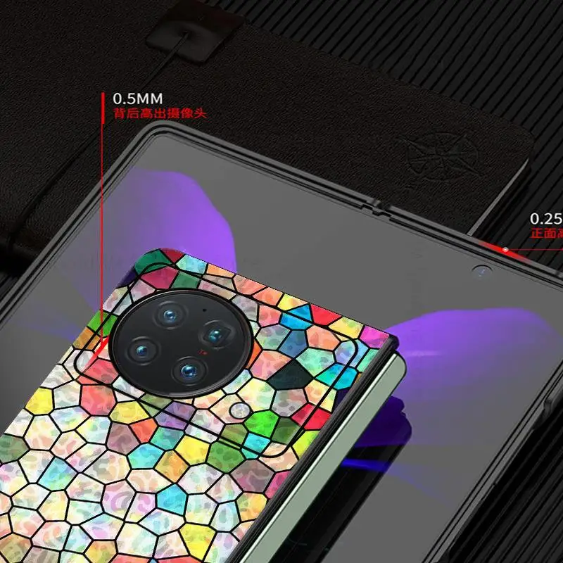 For Vivo X Fold 5G Colorful Diamond Pattern Leather Flip Phone Case For VIVO X Fold V2178A 5G Ultra Slim Lens Protective Cover