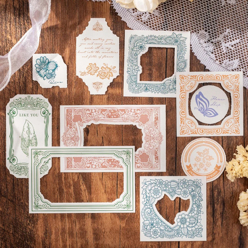 

30Pcs Per Pack tearable note background base paper Scrapbook garden wall lace wrapped materials handbook 135*68MM