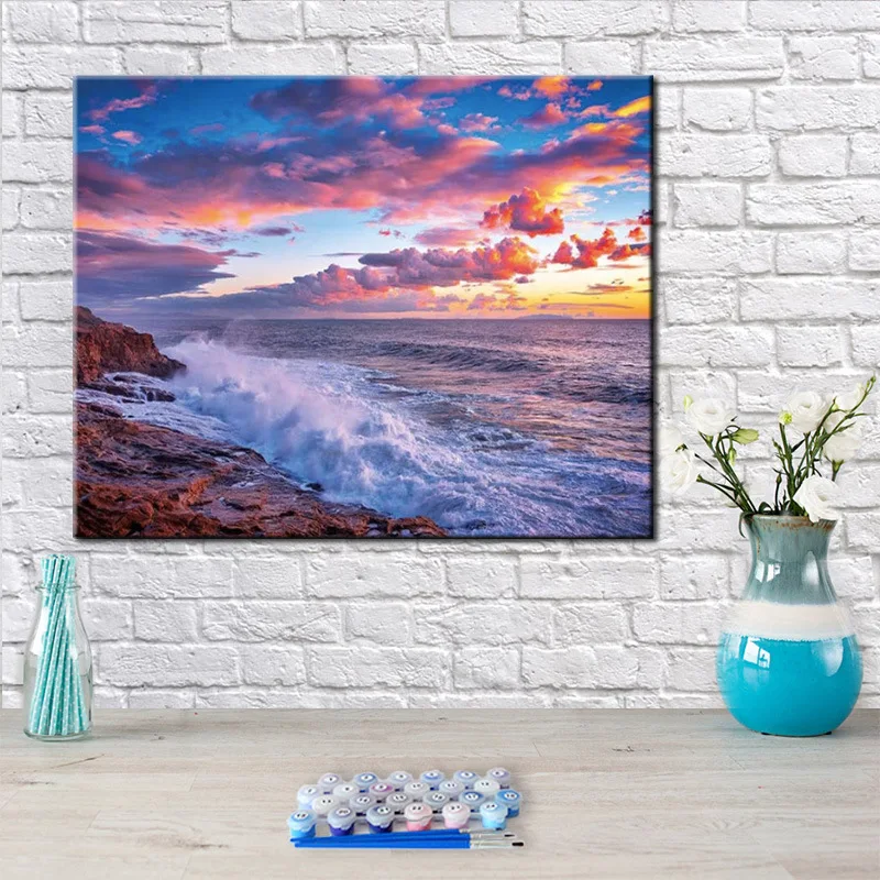 

4303Ann-Tulip diy Цифровая масляная живопись, картина маслом, Акриловая картина с цветами, взрыв, ручная работа, пейзаж, живопись