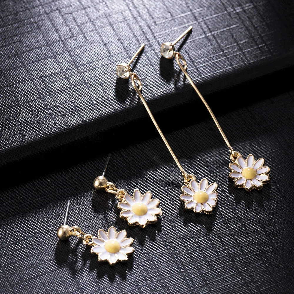 Korean Style Women Daisy Yellow Sunflower Earrings Long Beautiful Drop for Girl Gift | Украшения и аксессуары