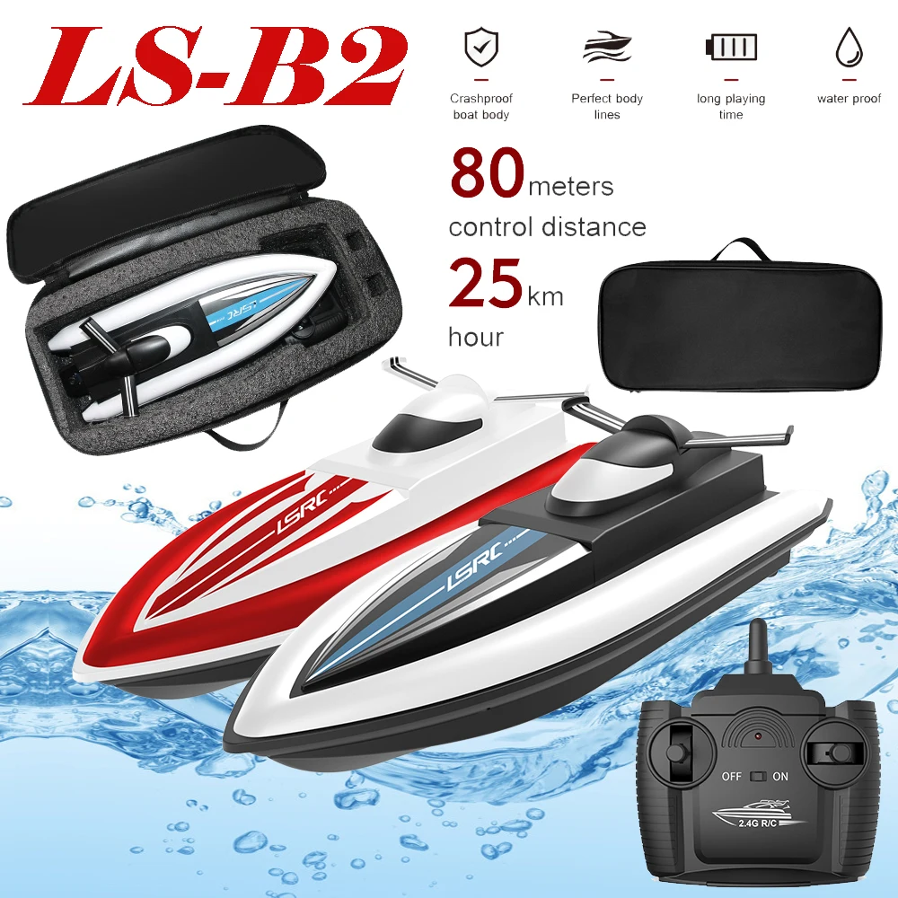 LSRC-B8 Rc Boat 25km/h Children Remote Control Boat Charge Long Battery Life Speedboat Boys Aquatic Yacht Toys Speedboat Model
