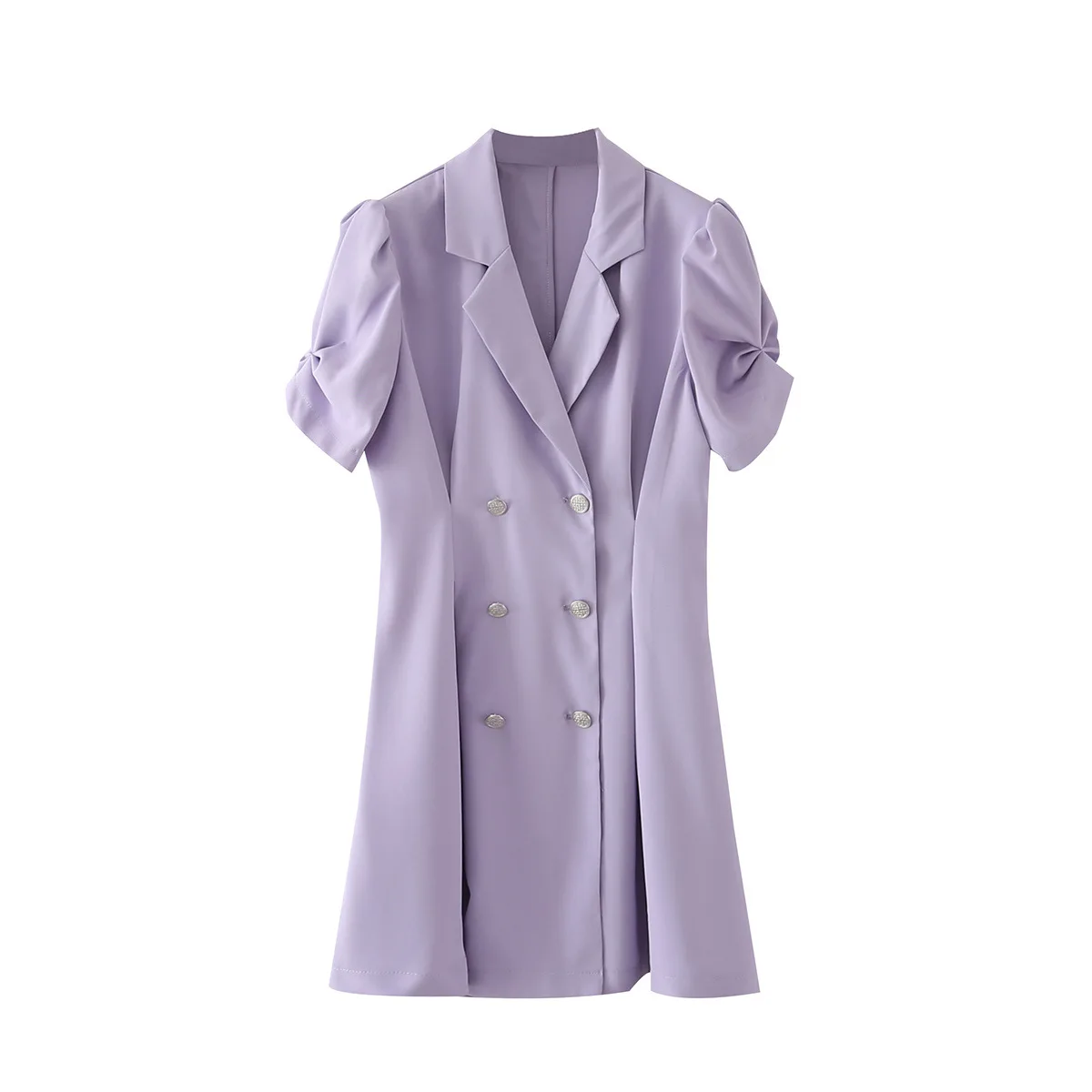 

2022 Fashion dress summer women's new purple metal button suit dress